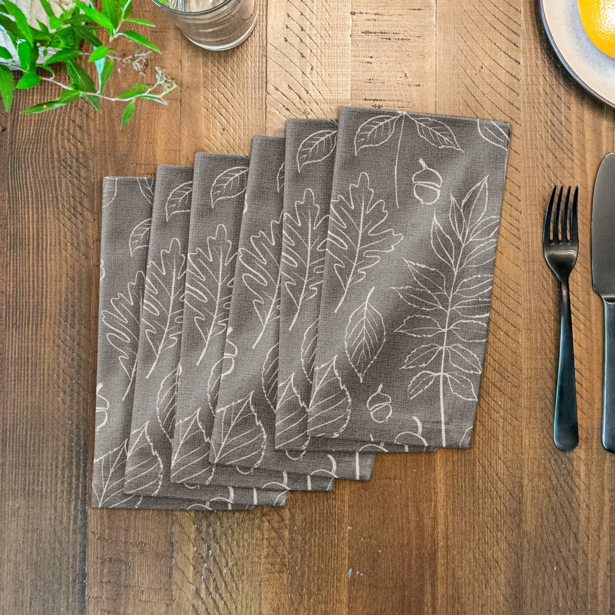 Gray Leaf Pattern Cotton Twill Napkin